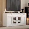Famapy Modern TV Stand with Glass Doors 3-Drawer Media Console with Cable Management Versatile Storage Side Cabinet for Living Room - 2 of 4