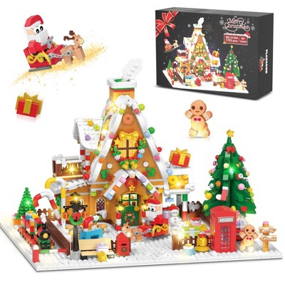 Plaxsoon Christmas Ginger House Building Kits for Kids, Interlocking Block Building Sets Ideal Gift for Kids Aged 6+