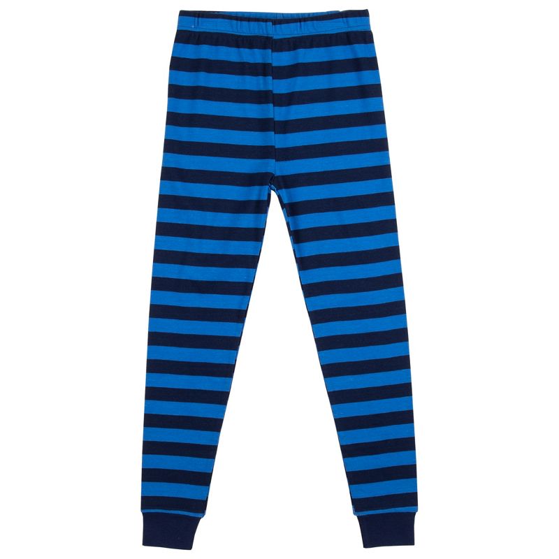 Sleepy Bear Youth Girls Blue & Black Striped Long Sleeve Shirt & Sleep Pants Set, 4 of 5