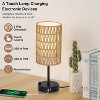 GDFStudio Dira Boho Table Lamp with Bulb and Rattan Linen Shade - 4 of 4