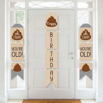 Big Dot of Happiness Oh Crap, You're Old - Hanging Vertical Paper Door Banners - Poop Birthday Party Wall Decoration Kit - Indoor Door Decor