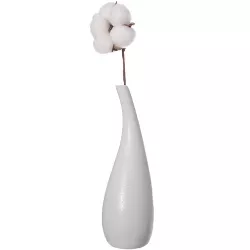 Uniquewise White Contemporary Unique Teardrop Shaped Ceramic Table Vase Flower Holder, 8 Inch