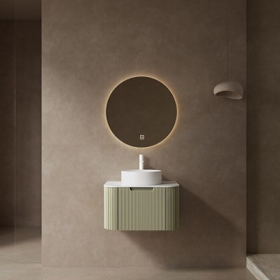 Wall Cabinet,Round Ceramic Basin Bathroom Storage Cabinet Without Faucet,Bathroom Wall-Mounted Cabinet With Drawer-Cuddlewood