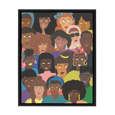 18" x 24" Sylvie Black People United Framed Canvas by Queenbe Monyei Black - Kate & Laurel All Things Decor