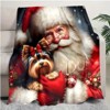Lomsoe Vintage Christmas Santa Claus and Dog Print Flannel Blanket - All Seasons Soft and Warm Throw Blanket for Bed, Napping, Camping, Travel, Office - 2 of 4