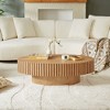 Modern Handcraft Drum Coffee Table Length 43.7 inEllipse Coffee Table for Living Room,Oval Small Coffee Table with Sturdy Pedestal,Natural Ash MDF - 3 of 4