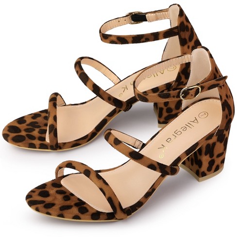 Allegra K Women's Open Toe Strappy Chunky Heels Sandals Leopard Print 7 :  Target