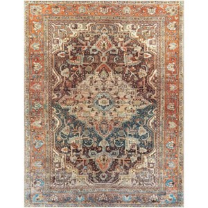 Livabliss 7'10"x10'2" Amelie Traditional Machine Washable Rug Gray: Flatweave Chenille Medallion Area Rug - 1 of 4