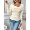 Coolmee Women's Long Sleeve Asymmetrical Neck Ruched Slim Fit Shirts Fashion Casual Tee Going Out Tops - 4 of 4