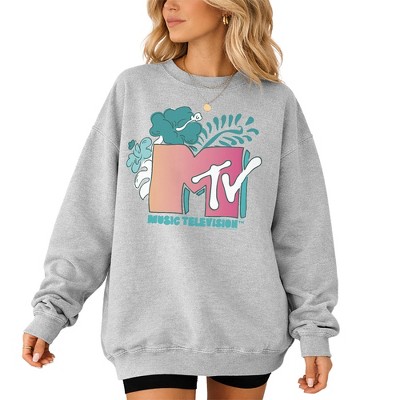 Men's MTV Tropical Flower Logo Crewneck Sweatshirt, Athletic