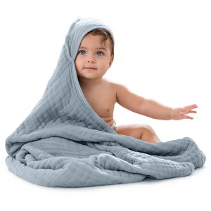 Baby Hooded Muslin Cotton Towel for Kids by Comfy Cubs - 1 of 4