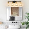 POWLIG 30.3-in 4-Light Modern Black Gold Dimmable Bathroom Vanity Light with Cone Clear Glass Shade - 3 of 4