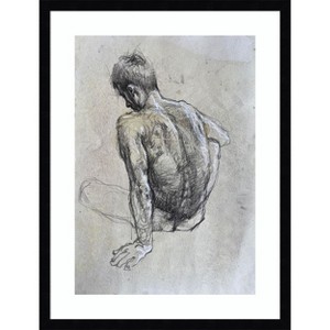 Amanti Art Sketch of a Male Figure by Samira Yanushkova Wood Framed Wall Art Print - 1 of 4