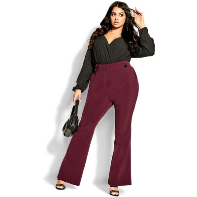 Women's Plus Size Tuxe Luxe Pant - claret | CITY CHIC