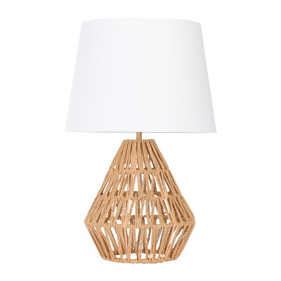 Diamond Shaped Rope Table Lamp with Empire Shade Brown - 3R Studios