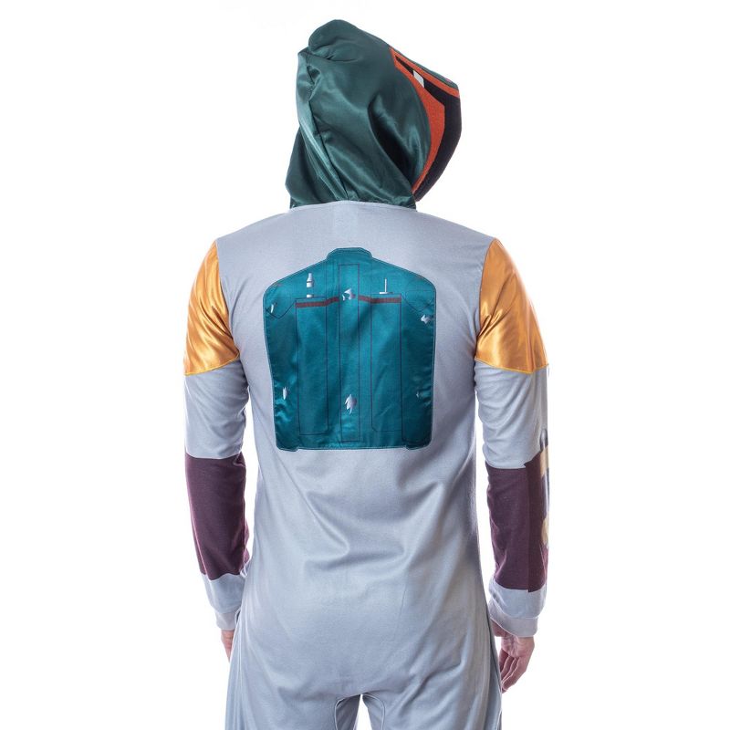 Star Wars Mens' Boba Fett Hooded Costume Union Suit One-Piece Pajama Grey, 4 of 7