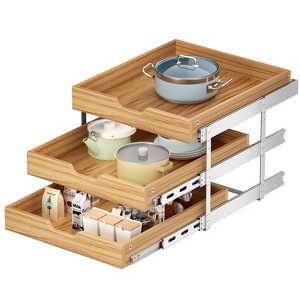 3 Tier Pull Out Cabinet Organizer, Heavy-Duty Pull Out Drawer, Slide Out Wood Shelf for Cabinets - 1 of 4