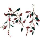 Northlight 5' Green and Red Plaid Holly with Jingle Bells Christmas Garland - Unlit