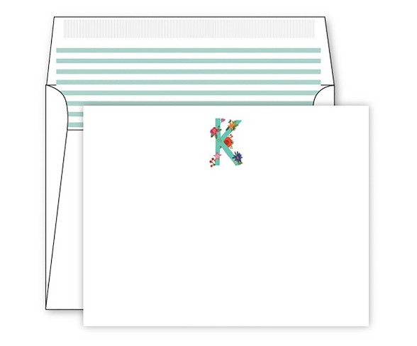 Die -Cut Social Set Vintage Floral Monogram - K