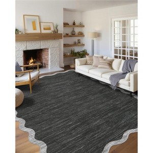 Washable Scalloped Area Rug, Soft Non-Slip Large Area Carpet for Bedroom, Living Room, Dining Room, Nursery, Modern Farmhouse Style - 1 of 4