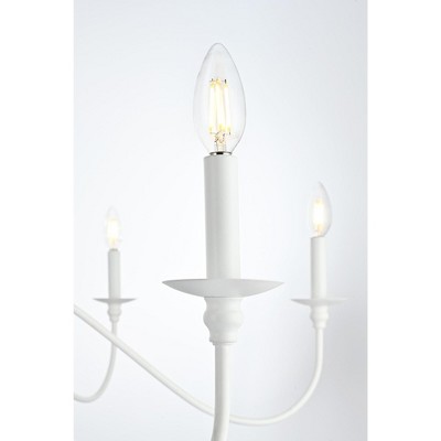White Iron 6-Light Candle Chandelier with Adjustable Chain