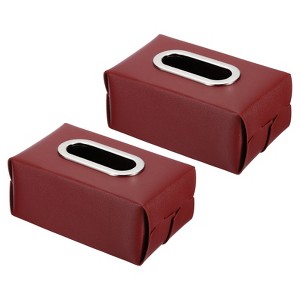 Unique Bargains Home Office Car PU Leather Napkin Dispenser Rectangular Tissue Box Cover - 1 of 4