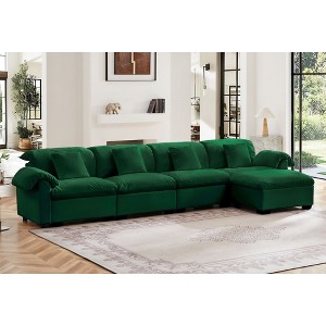 Oversized, Extended L-Shaped Sectional Sofa, Cloud-Like Couch with Fluffy Armrests, Storage Seats & Ottomans, 4-Seater Deep Modular Couch - 1 of 4