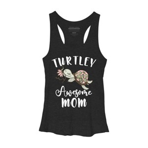 Women's Design By Humans Turtley Awesome Mom Turtle with Flower By animalshop Racerback Tank Top - 1 of 2