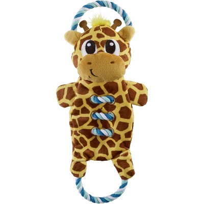 ZippyPaws Dog Tug Toy for Tugging Squeaky Fun, 15.4 Inch Giraffe, Yellow, Small