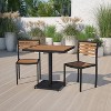 Emma and Oliver Outdoor Patio Bistro Dining Table Set with 2 Chairs and Faux Teak Poly Slats - 2 of 4