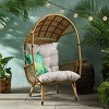Outdoor Boho Wicker Standing Basket Egg Chair,Faux Rattan Lounge Chair with Water-Resistant Cushion,Wicker Stationary Patio Egg Chair-Coolbibila - 2 of 4