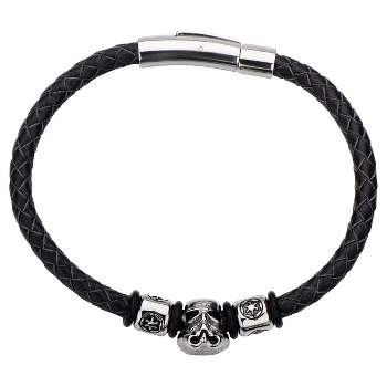 Men's Star Wars Stormtrooper and Imperial Stainless Steel Charm and Leather Bracelet - Black