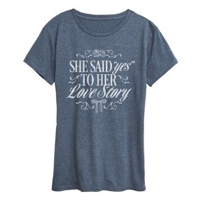 Women's - Instant Message - Yes To Her Love Story Short Sleeve Graphic T-Shirt - 1 of 4
