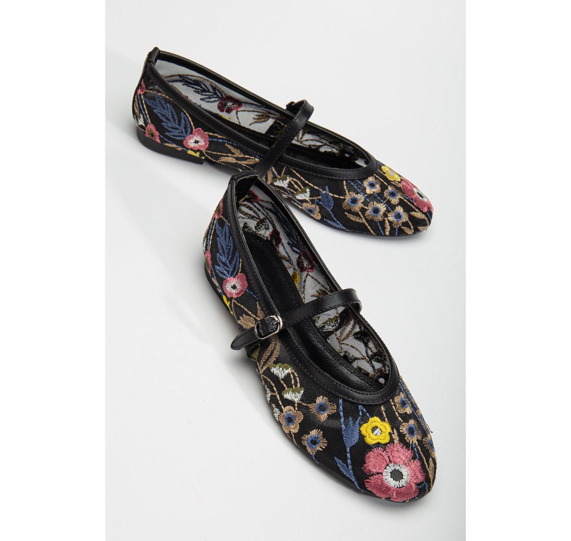 Fauna - Black Mesh Mary Jane Flats | Prologue Shoes