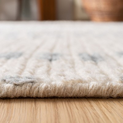 Ivory and Grey Hand-Knotted Wool Geometric Area Rug 8' x 10'