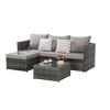 3-Pieces Outdoor Patio L-Shaped Sectional Sofa Set with Glass Coffee Table - 2 of 4