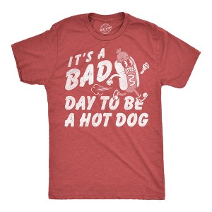 Mens Funny T Shirts Its A Bad Day to Be A Hotdog Sarcastic Fourth Of July Graphic Novelty Tee for Men - Crazy Dog Men's T Shirt For Fourth Of July - 1 of 4
