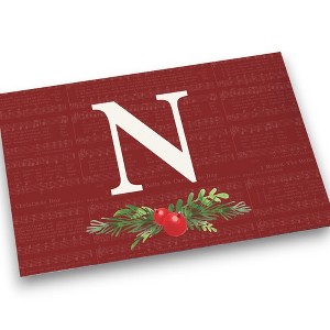 Personalization Mall Nostalgic Noel Burgundy Doormat, 18 x 27 - 1 of 1