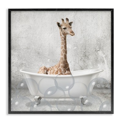 Stupell Industries Baby Giraffe Bath Time, 12" x 12"