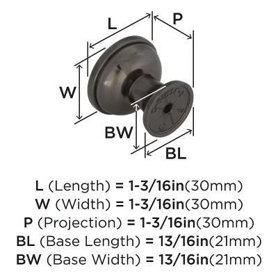 Graphite Round Industrial Cabinet Knob with Mounting Hardware