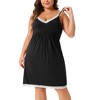 Agnes Orinda Women's Plus Size Lace Strap Chemise V Neck Midi Babydoll Nightgowns - 2 of 4
