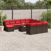 vidaXL 13 Piece Patio Sofa Set with Cushions Brown Poly Rattan - 2 of 4