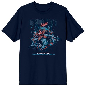 Stranger Things Demogorgon Live The Upside Down Men's Navy Crew Neck Short Sleeve T-shirt - 1 of 3