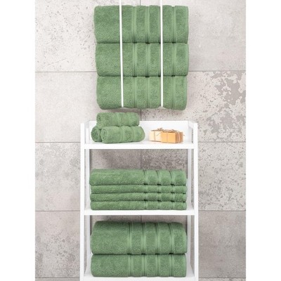 Sage Green 100% Cotton Turkish 4 Piece Bath Towel Set