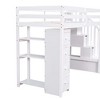 PAGED Simple Wooden Loft Bed Bunk Bed with Desk, Twin Size Bed Frame with 4 Drawers, 3 Shelves, Storage Stairs and Guardrail for Bedroom - 3 of 4