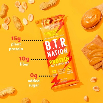 B.T.R. Nation Peanut Butter Crunch Superfood Protein+ Bars - 15g Protein - 9.15oz/5ct: Plant-Based Protein, Ready to Eat