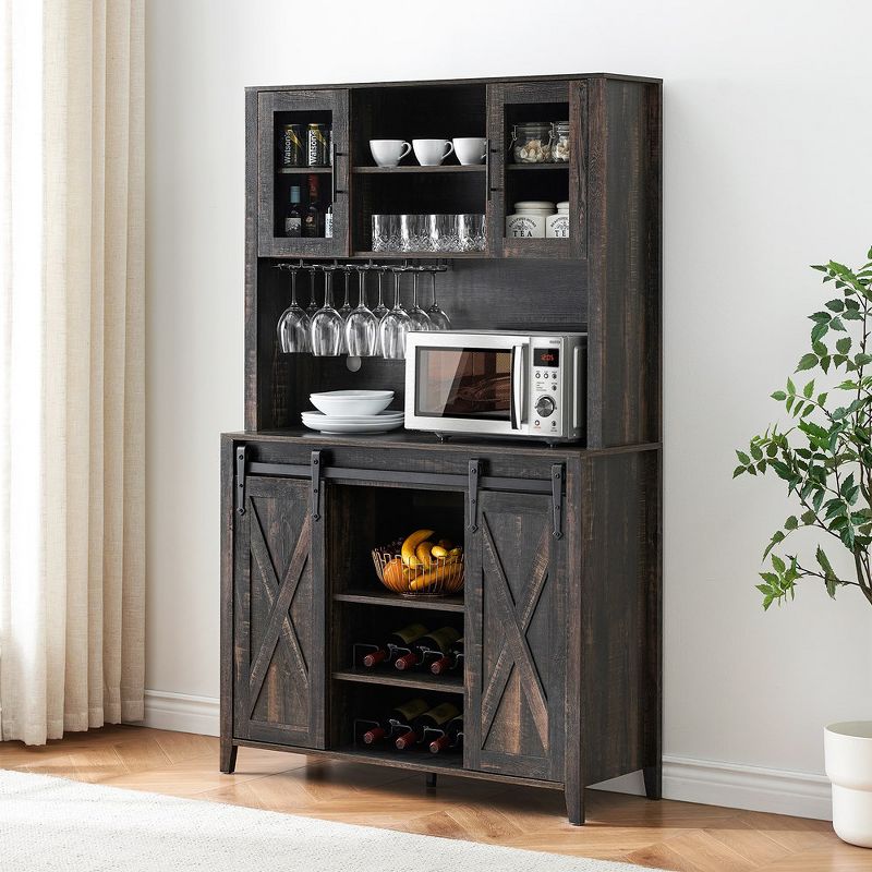 Whizmax Farmhouse Bar Cabinet with Sliding Barn Door for Kitchen, Dining Room, 3 of 8