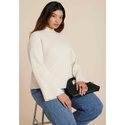 ELOQUII Buttoned Sleeve Sweater
