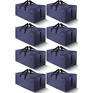 8 Pack Large Strong Moving Bags Zippers & Carrying Handles - Water-Resistant - Heavy Duty Storage Tote Space Saving - 1 of 4