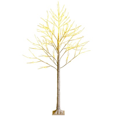 6ft White Birch Artificial Christmas Tree with Warm LED Lights